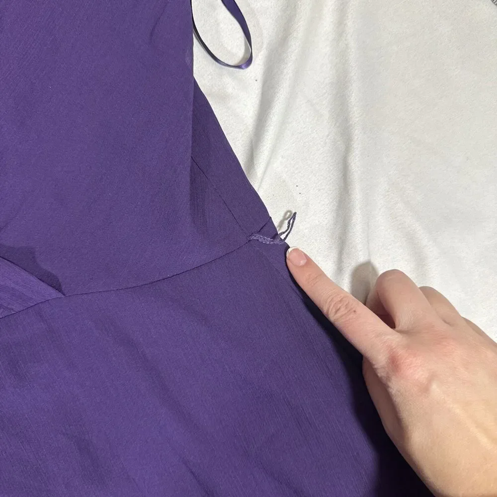 NWD$165 LAUREN Ralph Lauren [ 14 ] Crinkle Georgette Surplice Dress‎ Purple